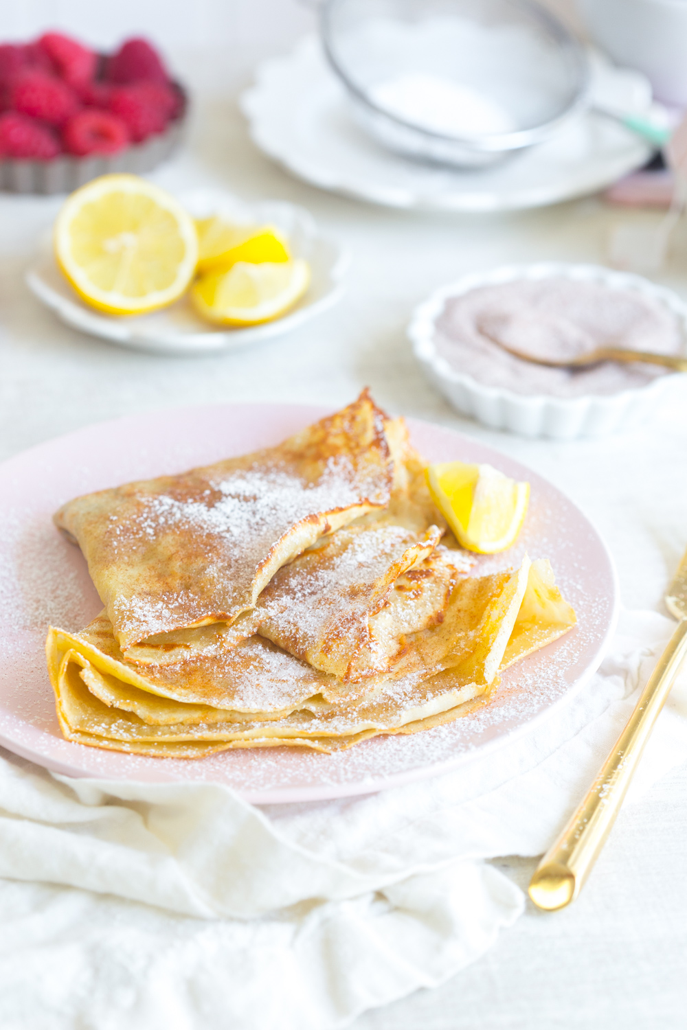 The Best Basic Crepes with cinnamon sugar and lemonThe Best Basic Crepes with cinnamon sugar and lemon.