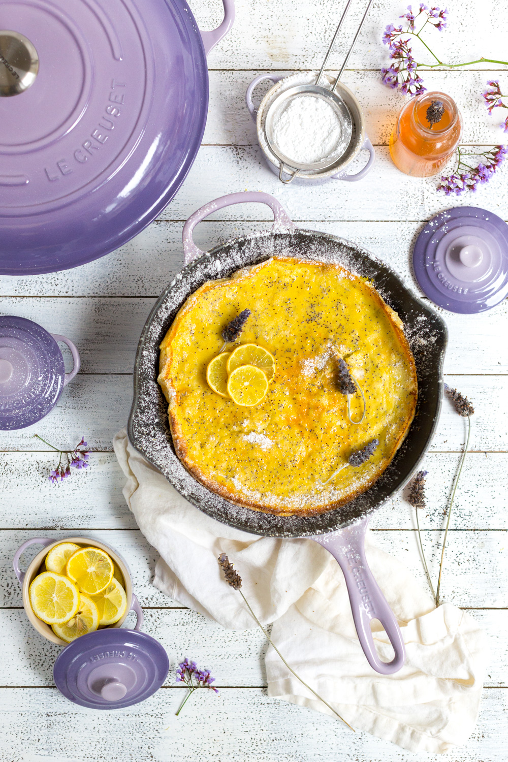 Lemon Poppy Seed German Pancake with Lavender Syrup from Baking The Goods
