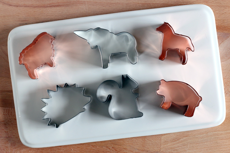Animal Cookie Cutter shapes: sheep, unicorn, horse, porcupine, squirrel, and pig shapes