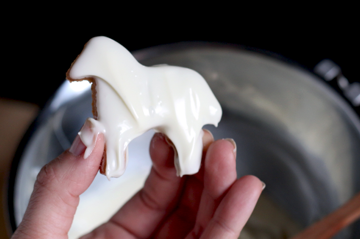 A white horse animal cookie, fresh dipped in white chocolate