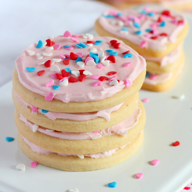 Stack of Pink Cookies with sprinkles