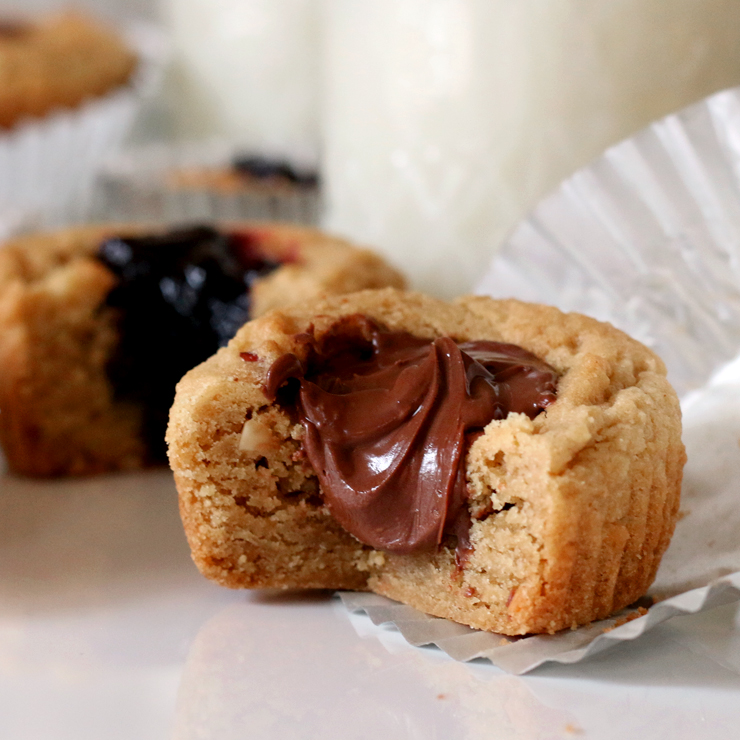 Peanut Butter Cookie Cups with Nutella or Jam Filling Recipe