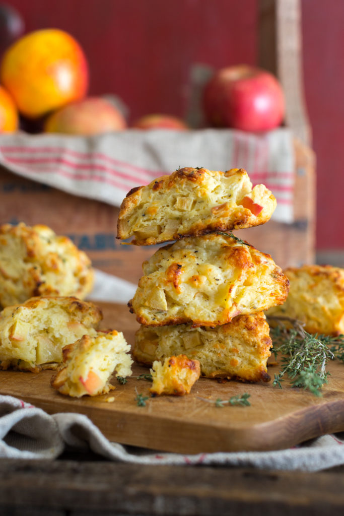 Apple Cheddar and Thyme Scones stacked