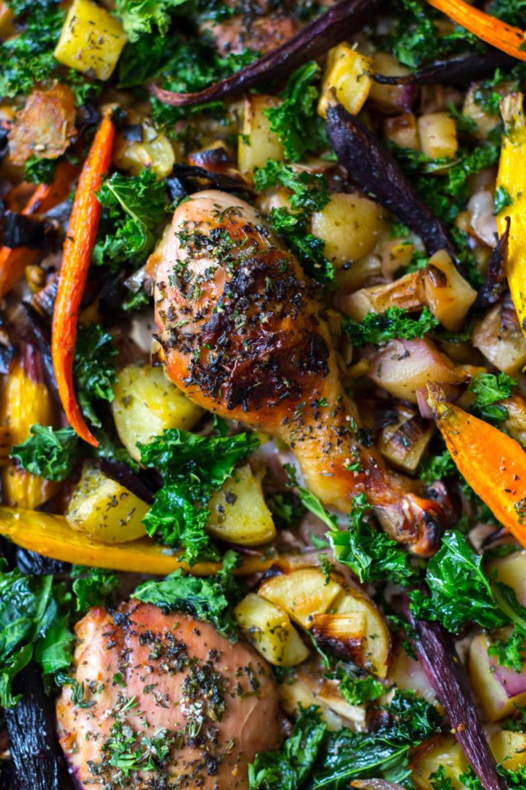 Apple Cider Brined Chicken with Roasted Veggies & Herbs