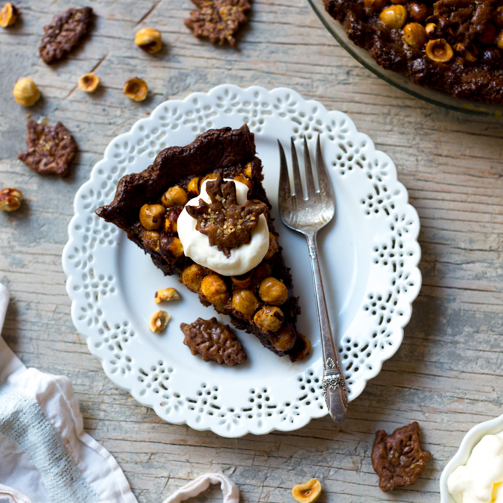 Chocolate Hazelnut Maple Bourbon Pie