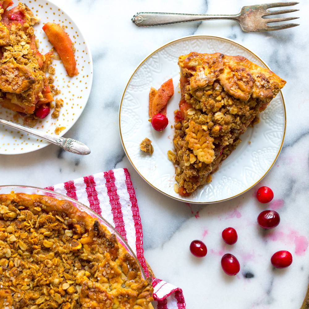 Cranberry Apple Brown Butter Crumble Pie by Baking The Goods.