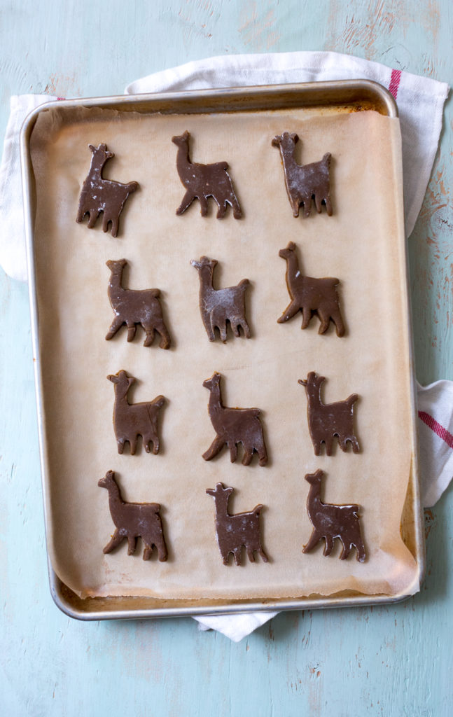 Chill the cut Gingerbread Llama Cookies