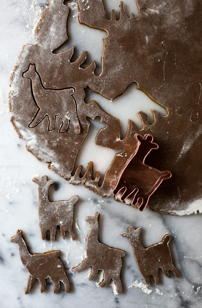 Cutting Gingerbread Llama Cookies