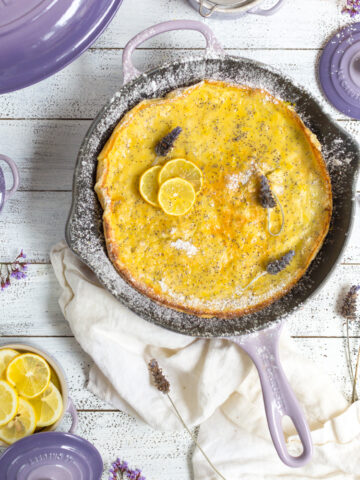 Lemon Poppy Seed German Pancake with Lavender Syrup by Baking The Goods