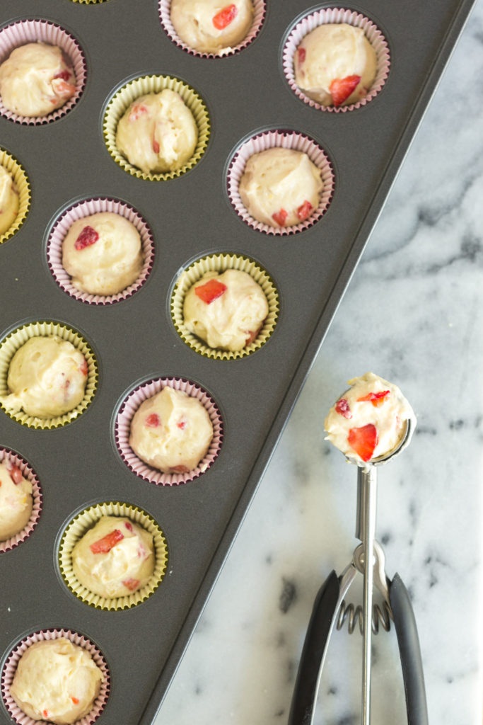 Mini Strawberry Lemon Cupcakes - pre bake