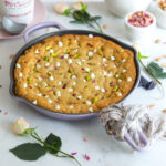 Tahini Pistachio White Chocolate Rose Skillet Cookie by Baking The Goods