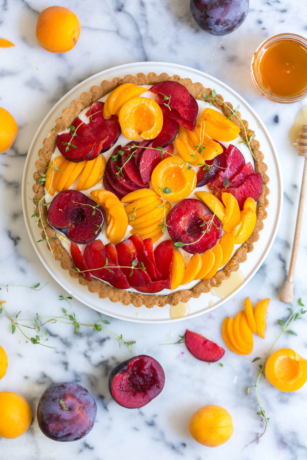 the finished Plumcot Goat Cheese Tart