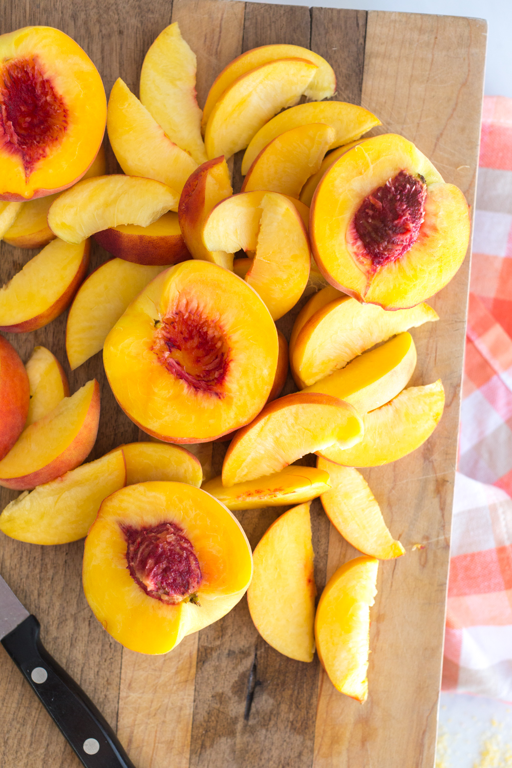 Peaches for Blueberry Peach Cornmeal Skillet Cake by Baking The Goods