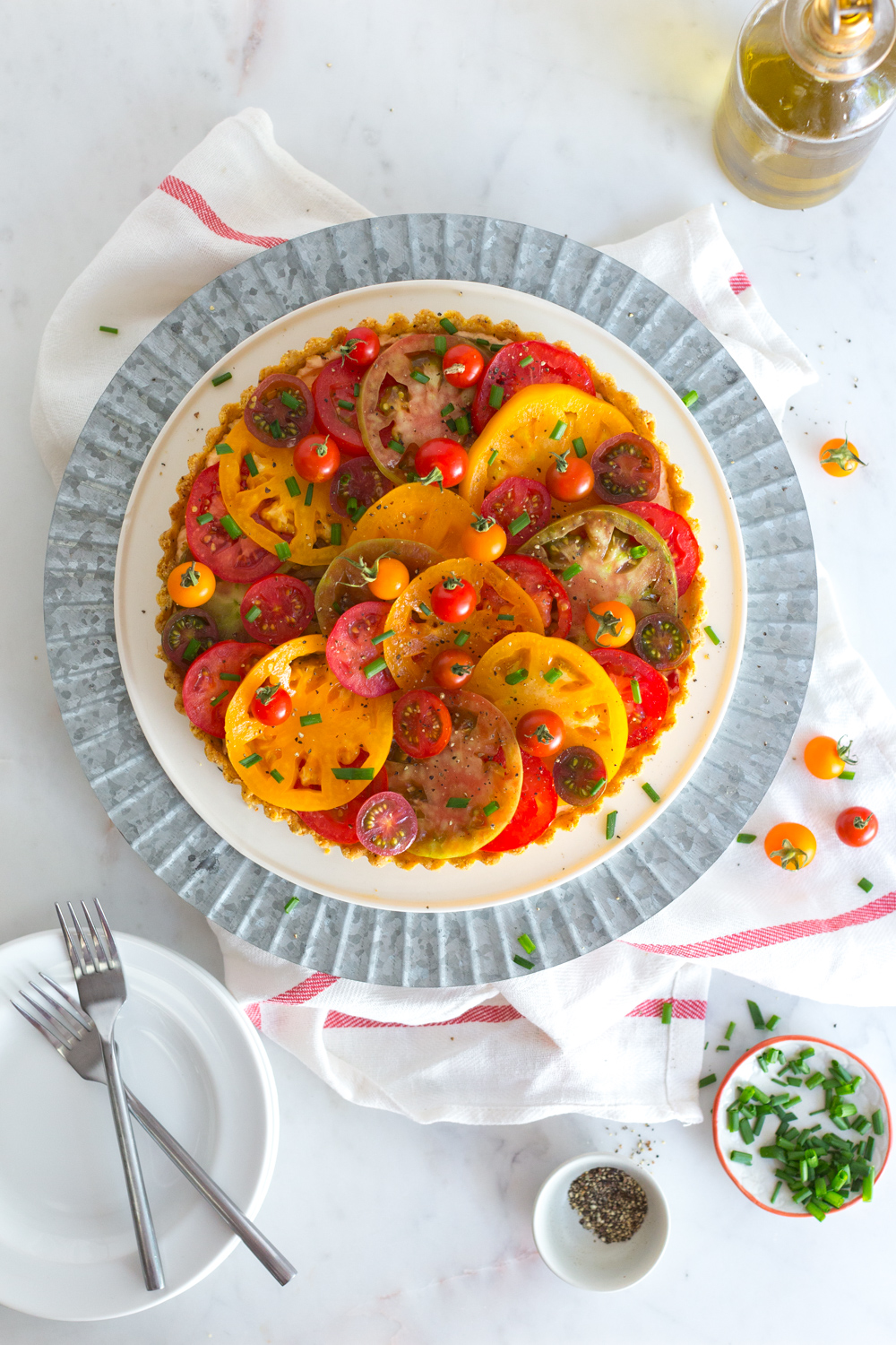 Heirloom Tomato and Pimento Cheese Tart with Cornmeal Crust from Baking The Goods