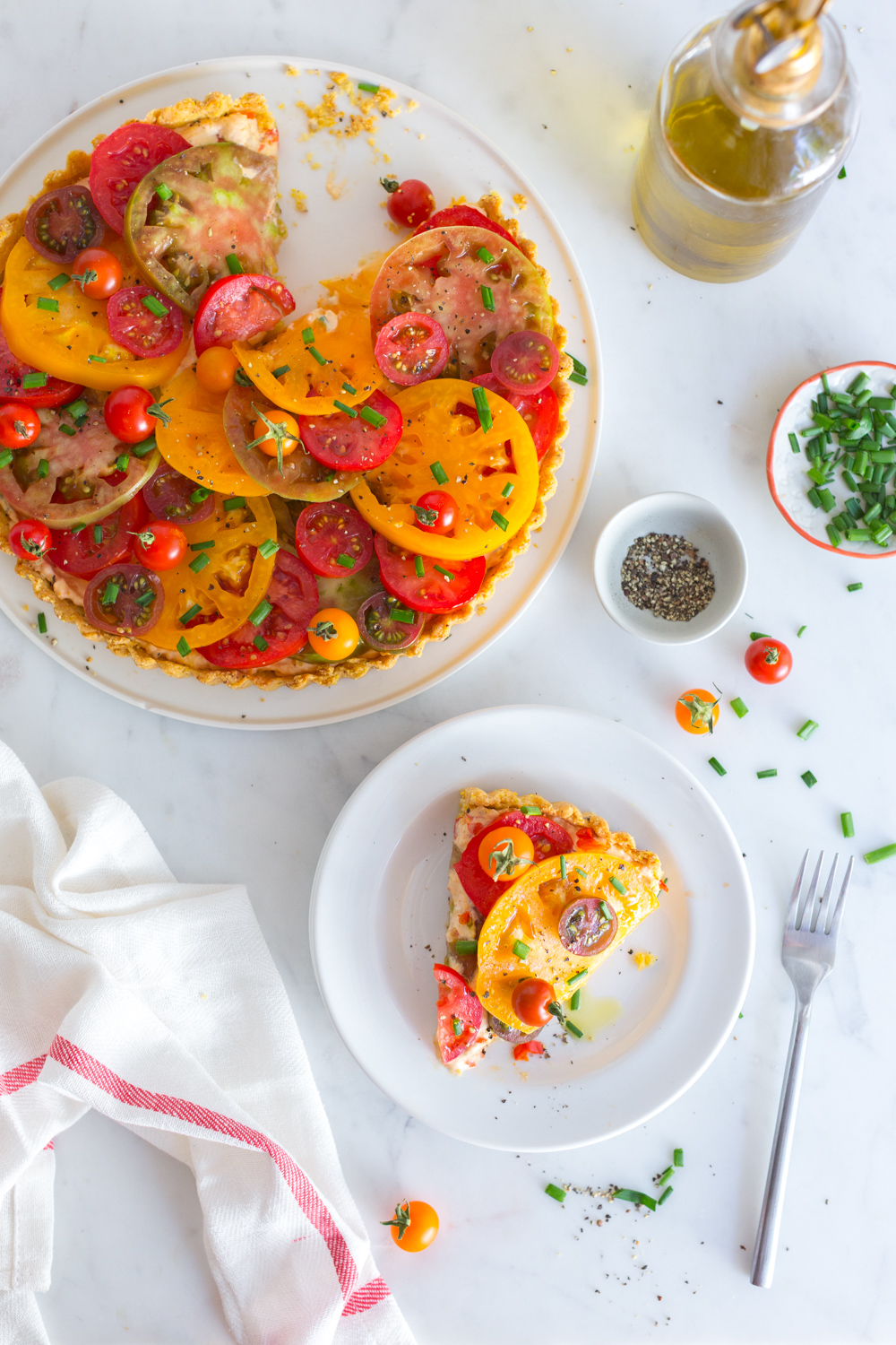 Sliced Heirloom Tomato and Pimento Cheese Tart with Cornmeal Crust-3