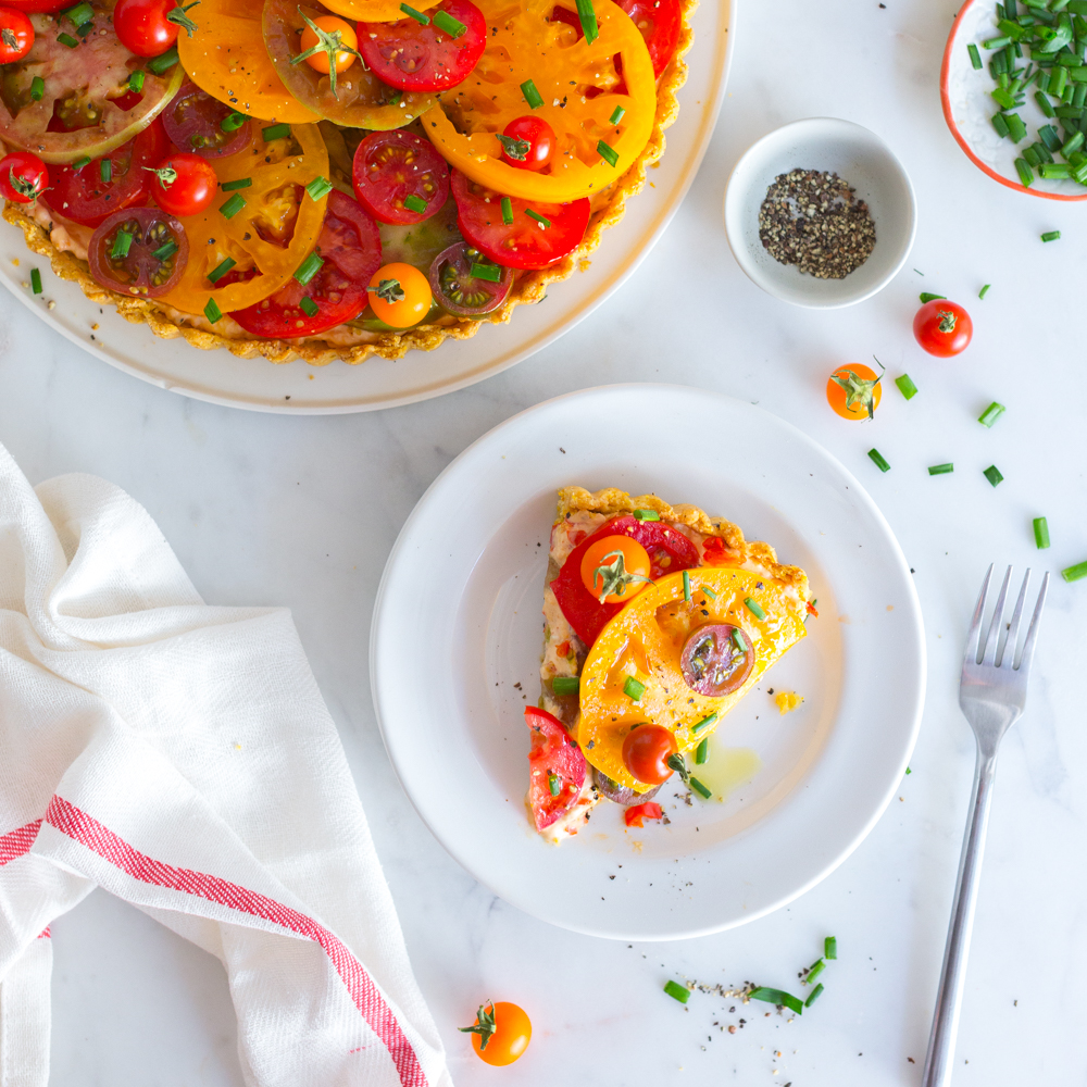 Heirloom Tomato and Pimento Cheese Tart with Cornmeal Crust by Baking The Goods