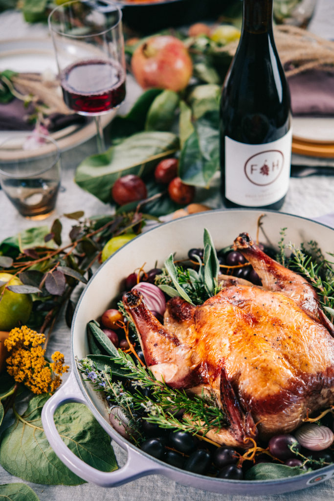 Red Wine Roast Chicken with Grapes and Herbs by Cali Girl Cooking
