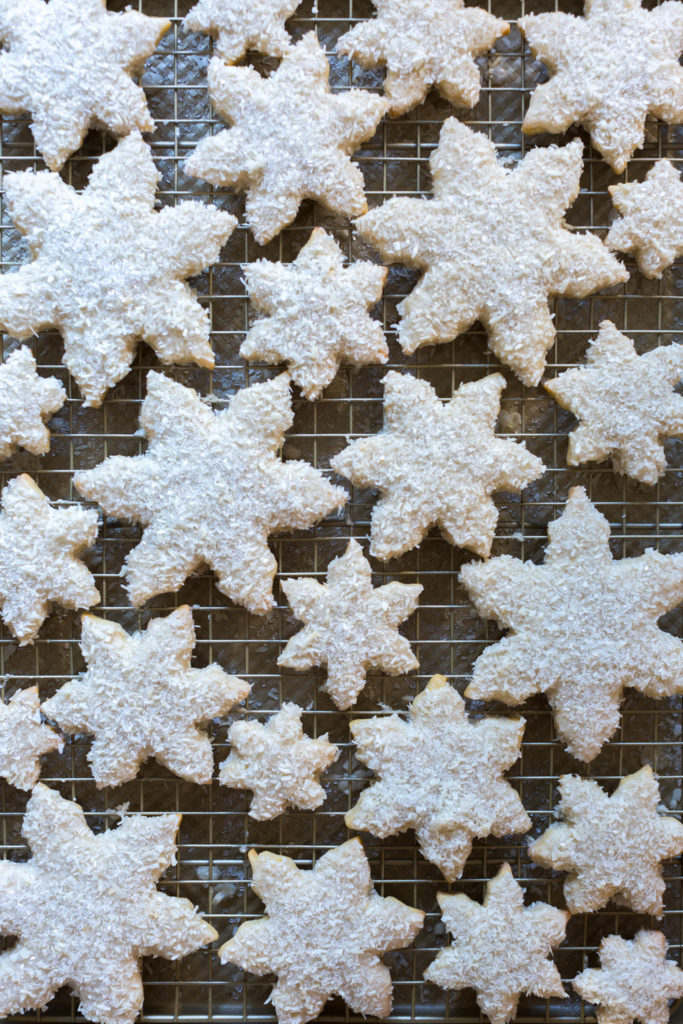 Cardamom Coconut Snowflake Cookies - setting