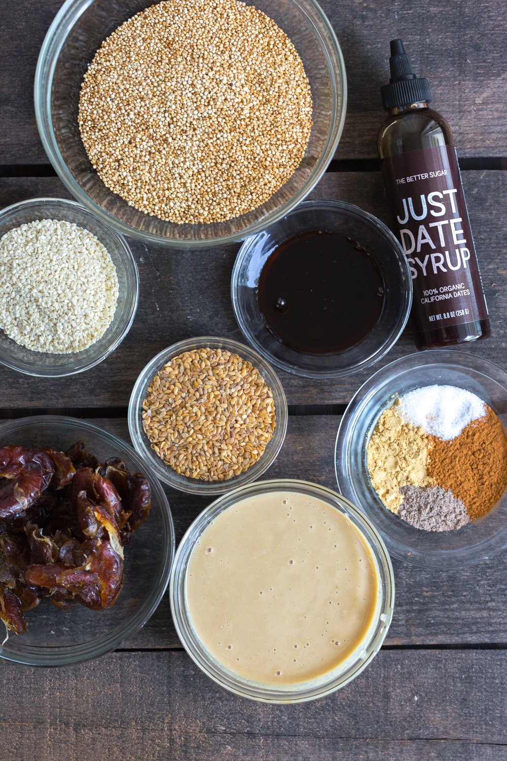 Quinoa Date Tahini Energy Balls ingredients