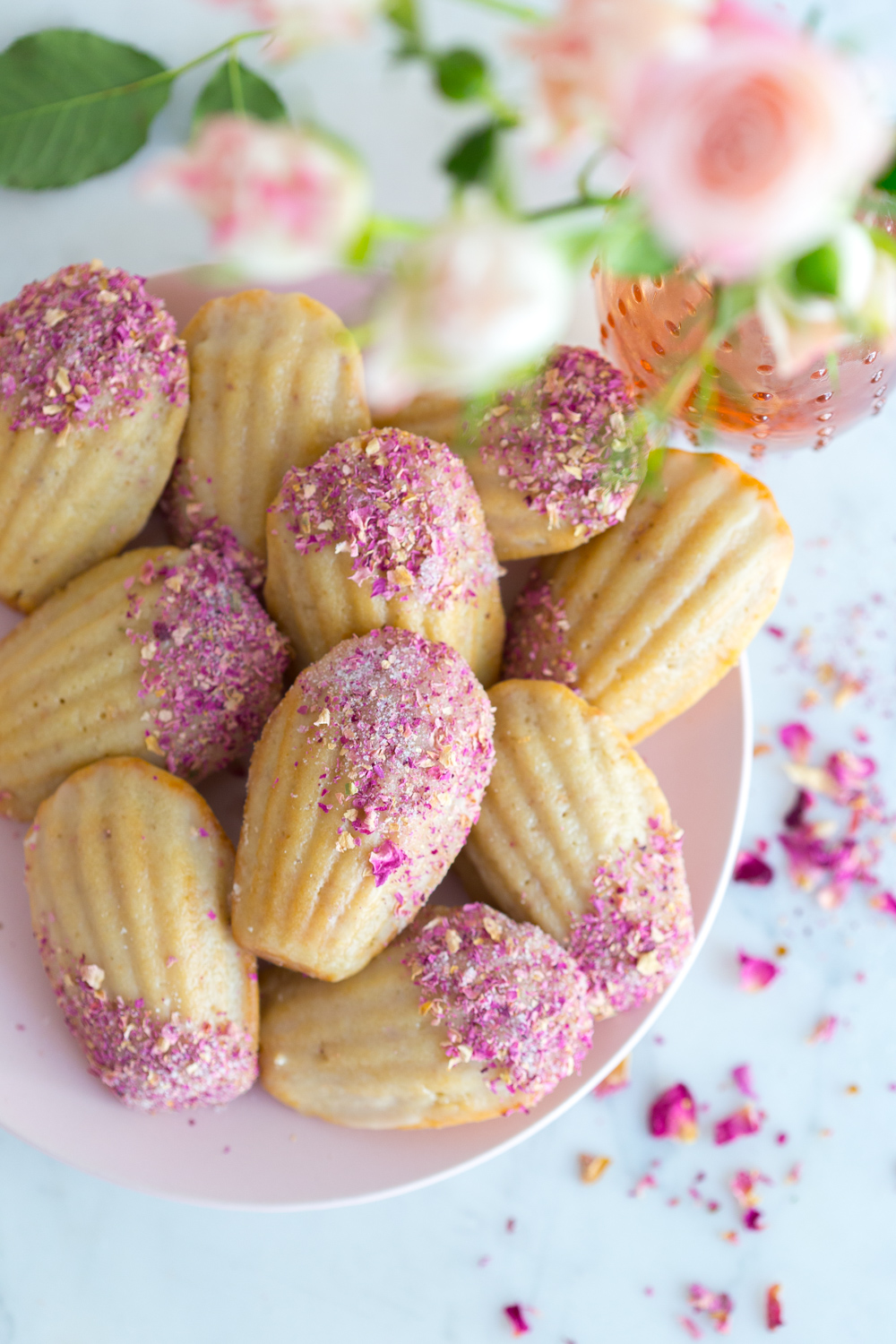 Rose Rosé Madeleines with roses