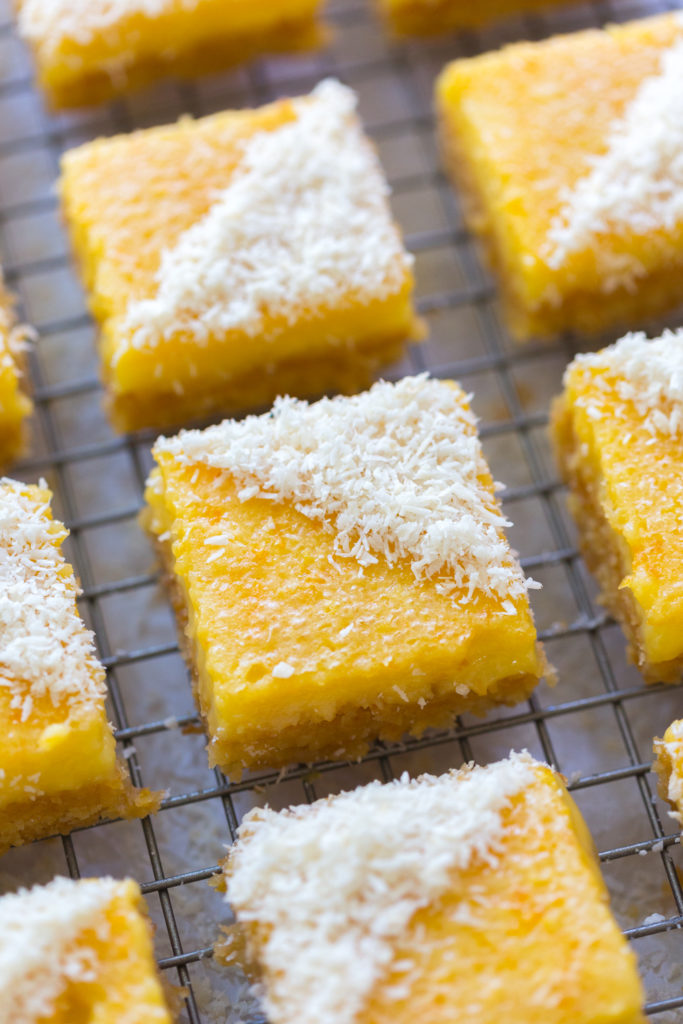 Grapefruit Coconut Bars in a row