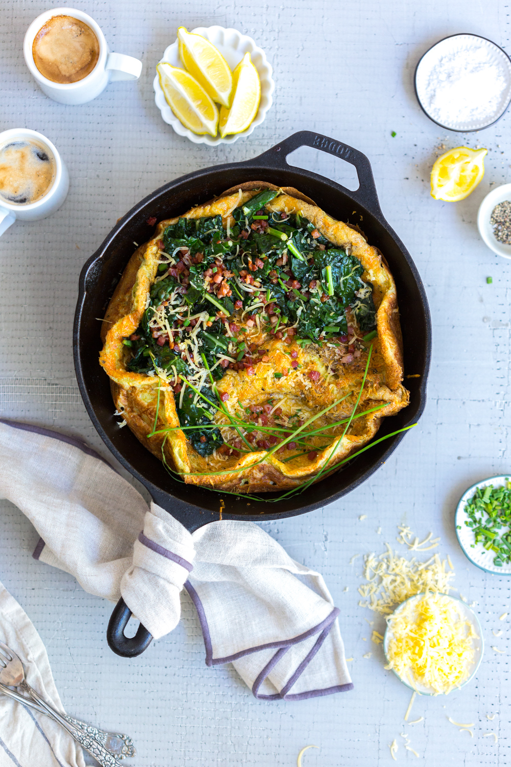 Aged Gouda Pancetta and Kale Savory Dutch Baby from Baking The Goods