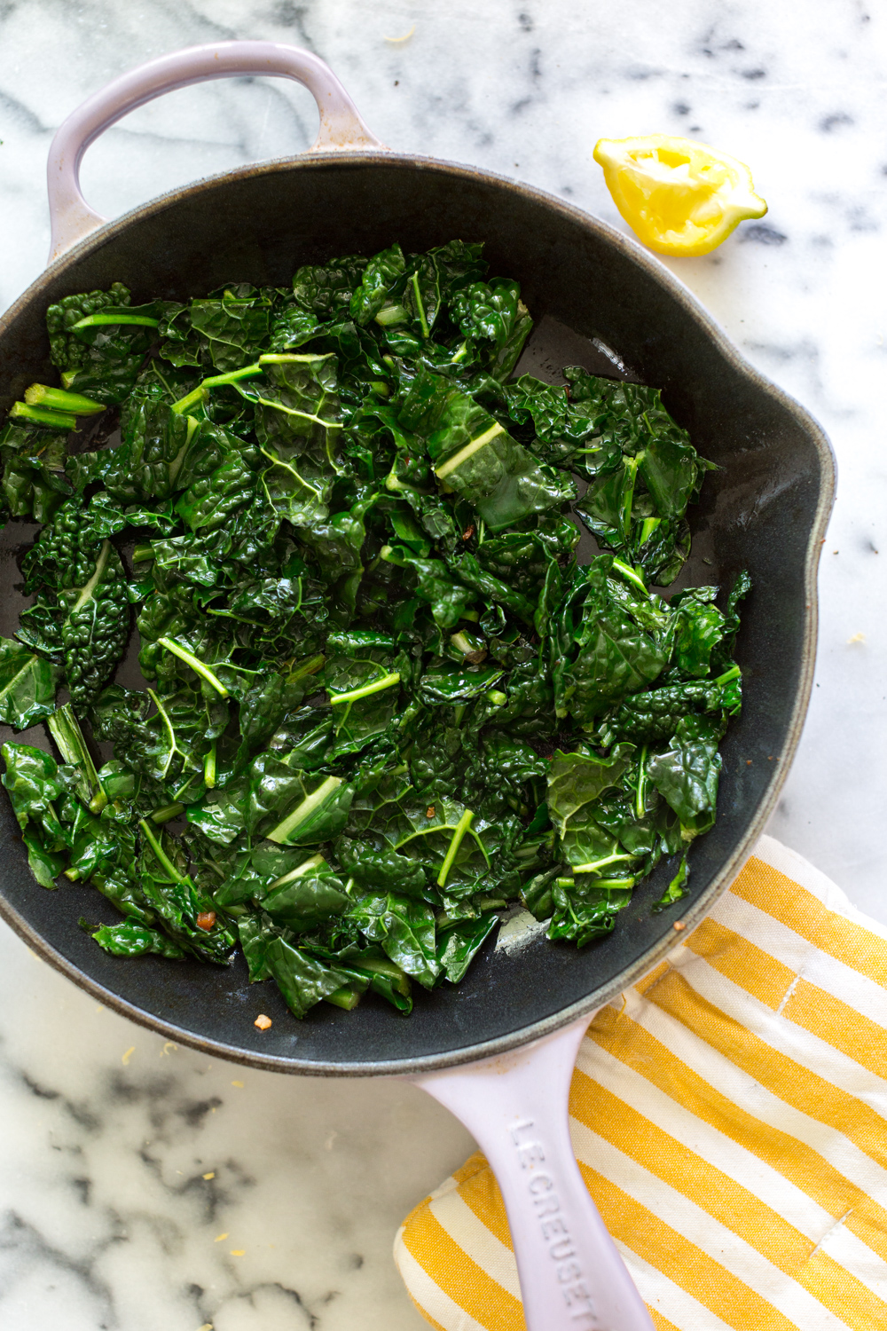 Cooking kale for Aged Gouda Pancetta and Kale Savory Dutch Baby