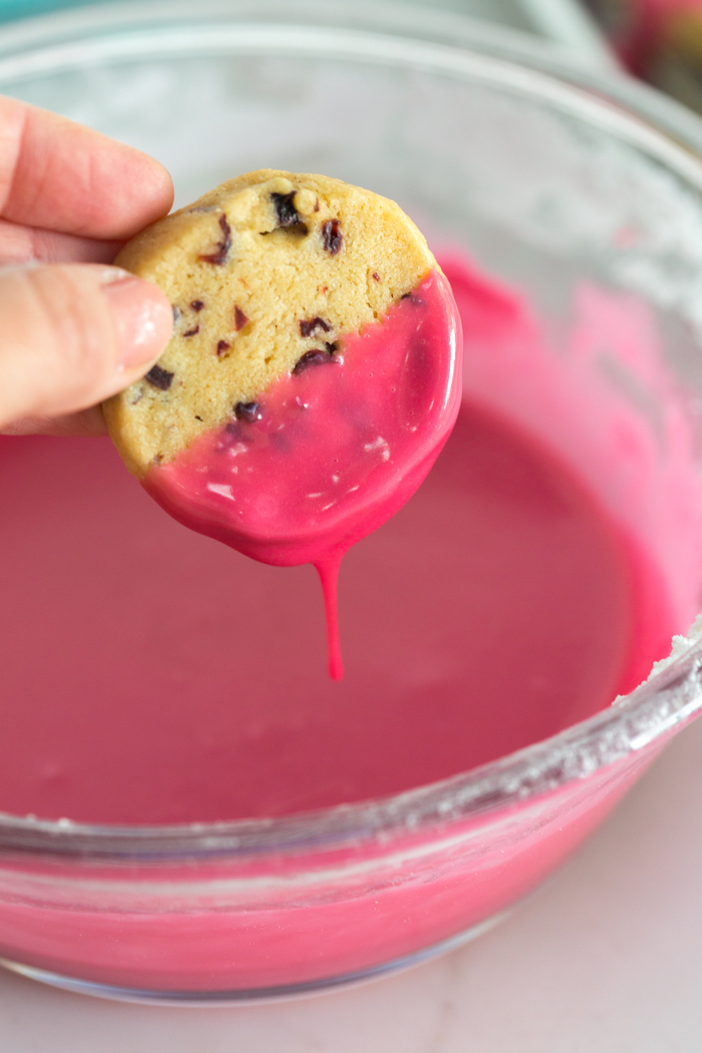 Dunking Glazed Hibiscus Shortbread Cookies