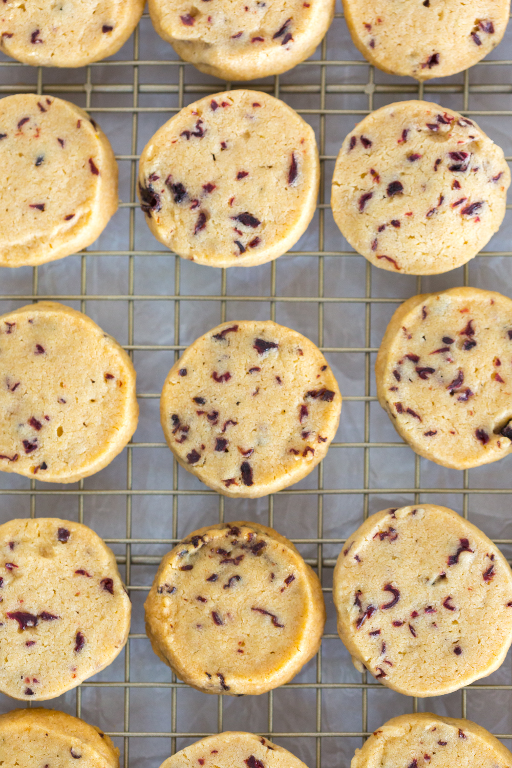 Glazed Hibiscus Shortbread Cookies cooling