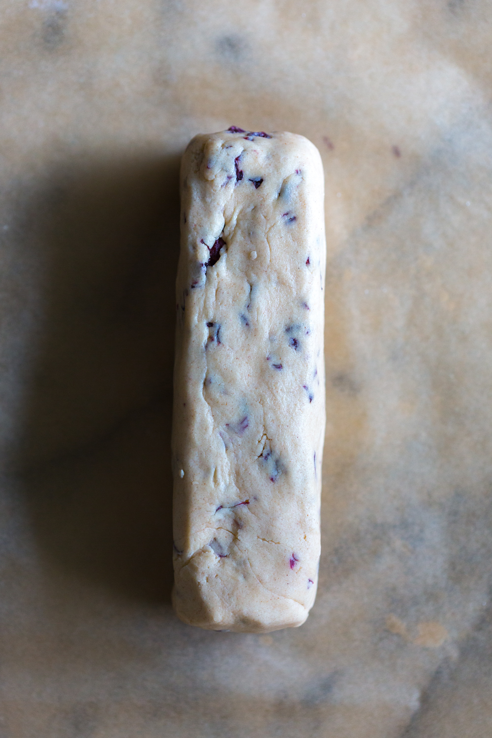 Glazed Hibiscus Shortbread Cookie dough log