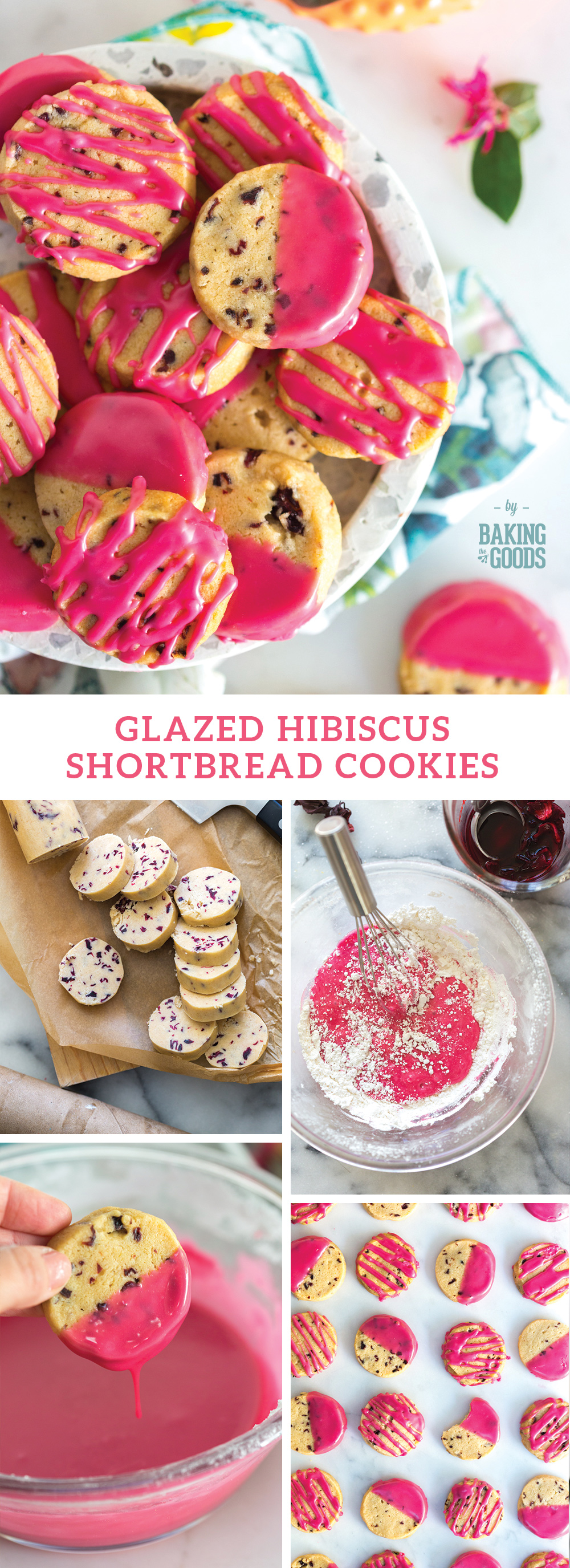 Glazed Hibiscus Shortbread Cookies by Baking The Goods