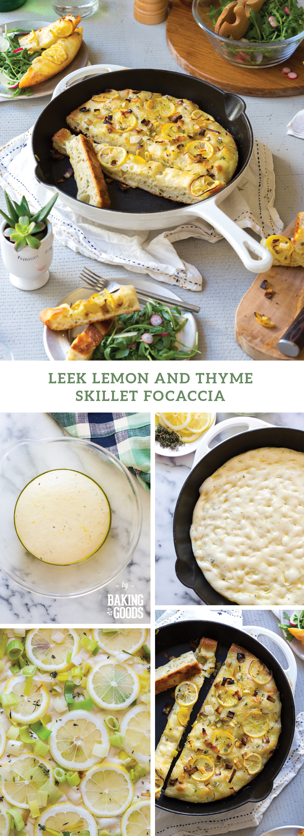Leek Lemon and Thyme Skillet Focaccia by Baking The Goods