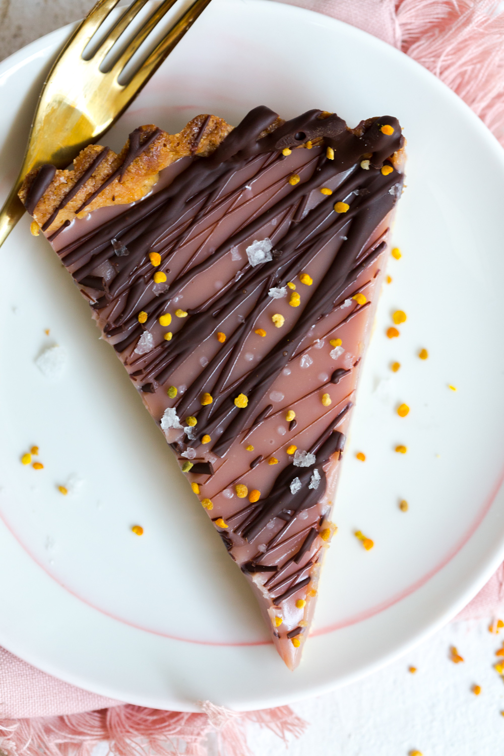 Slice of Ruby Cacao Ganache Tart