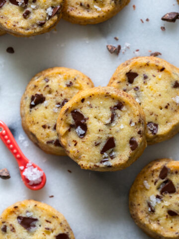 Salted Grapefruit Chocolate Chunk Shortbread Cookies by Baking The Goods