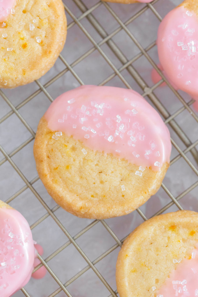 Campari Shortbread Cookies with sparkling sugar