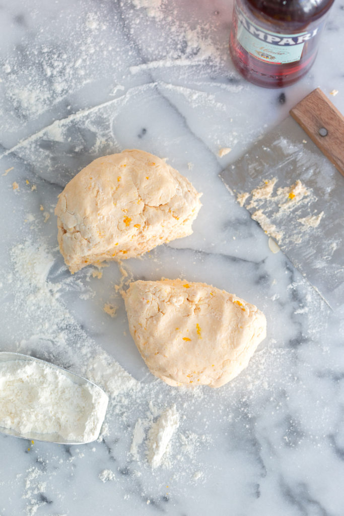 Shaping orange Campari cookie dough