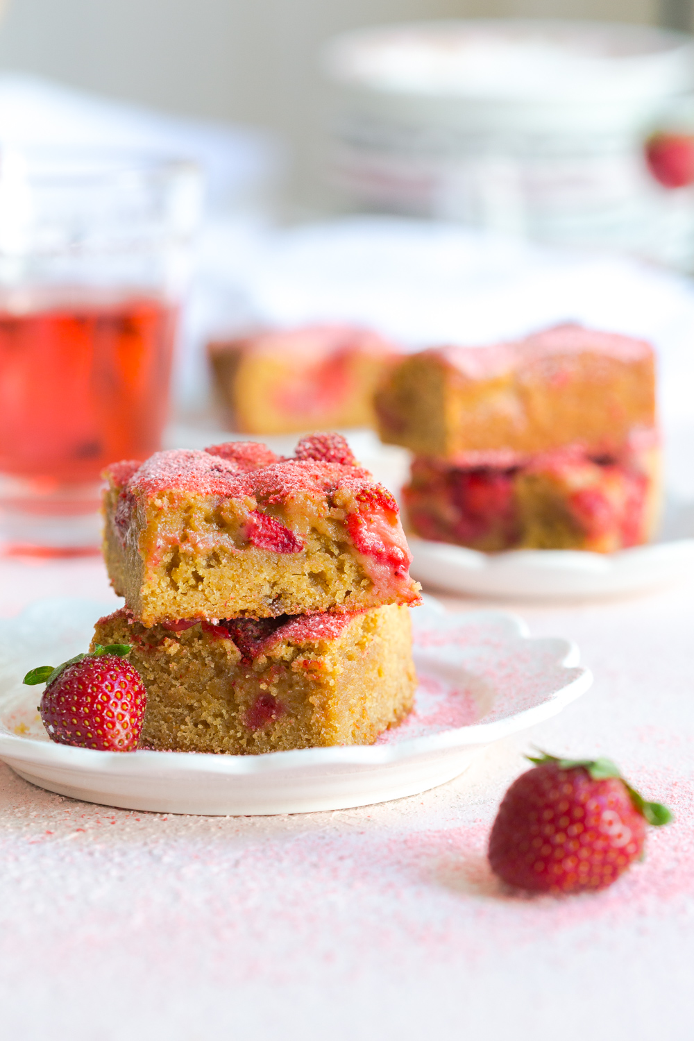 Strawberry Blondies stacked