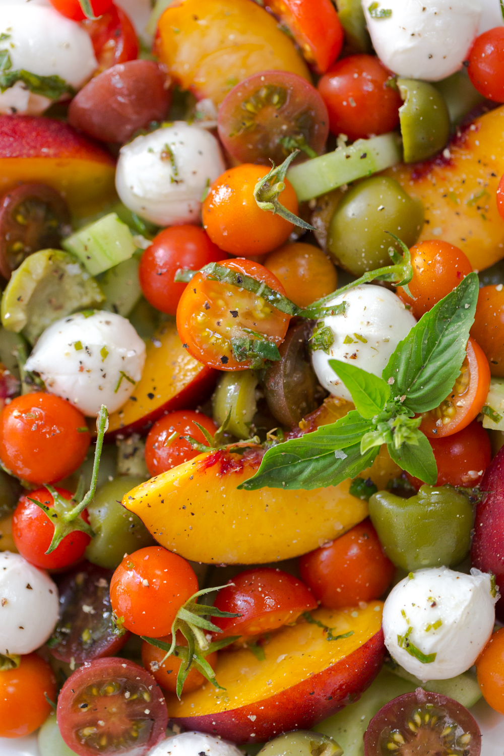 Cherry Tomato, Nectarine and Mozzarella Salad - close-up