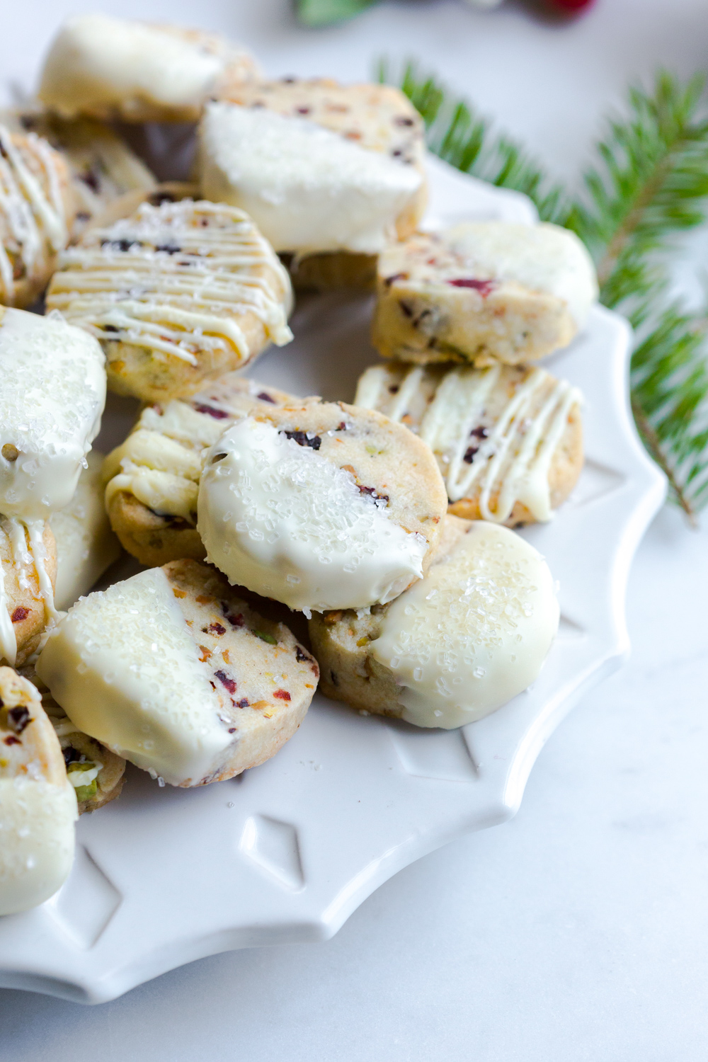 Cherry Pistachio and White Chocolate Shortbread Cookies