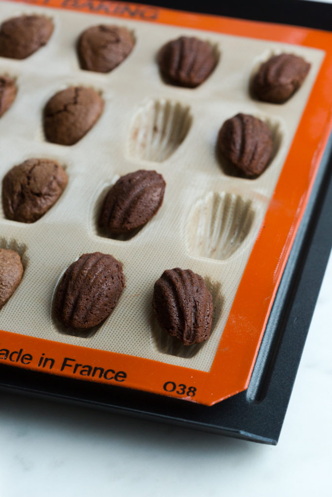 Baked Chocolate Matcha Mini Madeleines