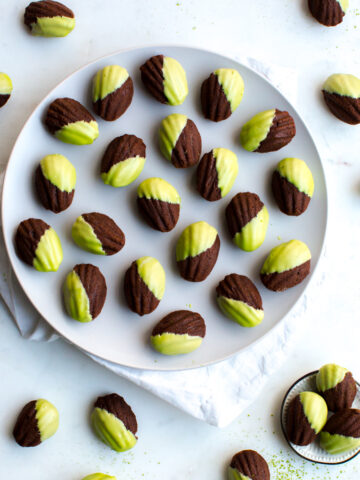 Mint Chocolate Matcha Mini Madeleines by Baking The Goods.