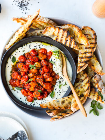 Roasted Tomato Whipped Feta Dip by Baking The Goods