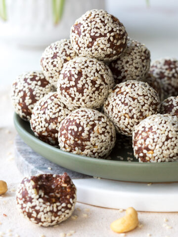 Cashew Date Chocolate Sesame Energy Balls