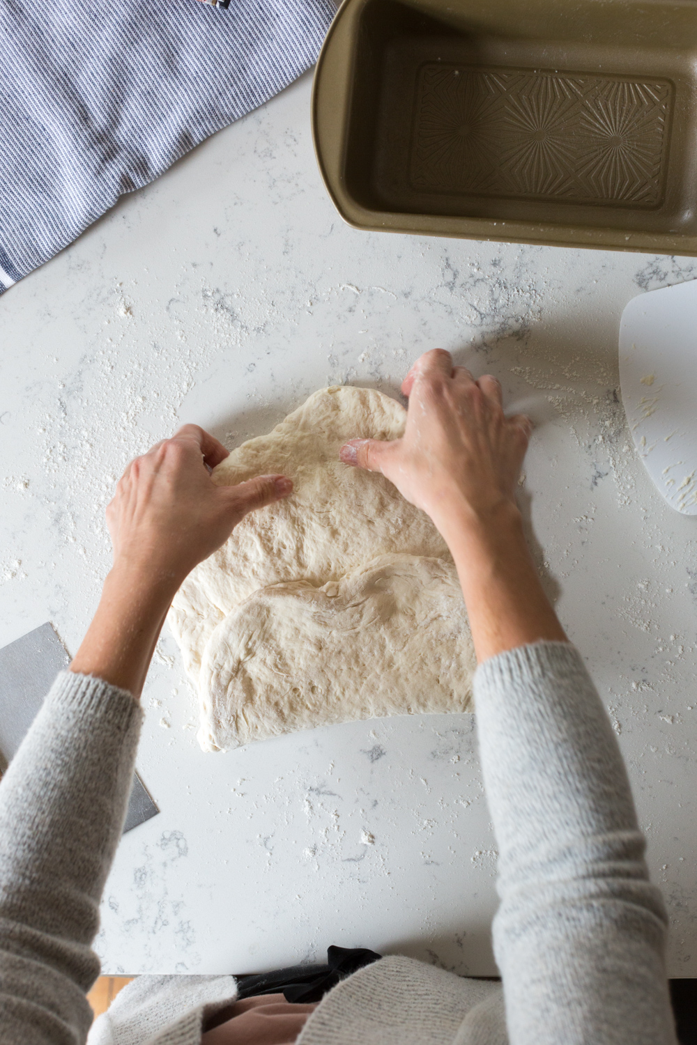 Folding Best Basic White Bread dough