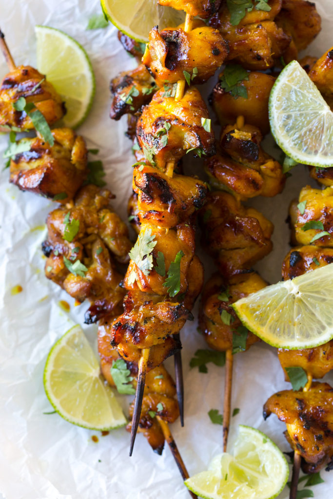 Grilled Honey, Lime & Sriracha Chicken Skewers