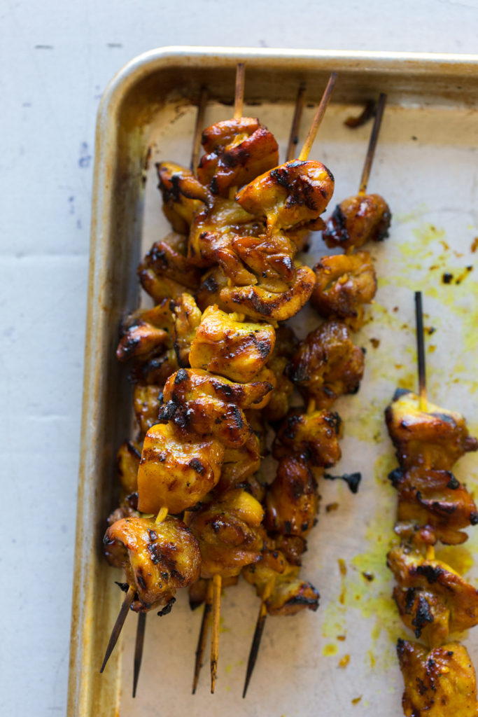 Freshly grilled Ginger Honey Lime Chicken Skewers