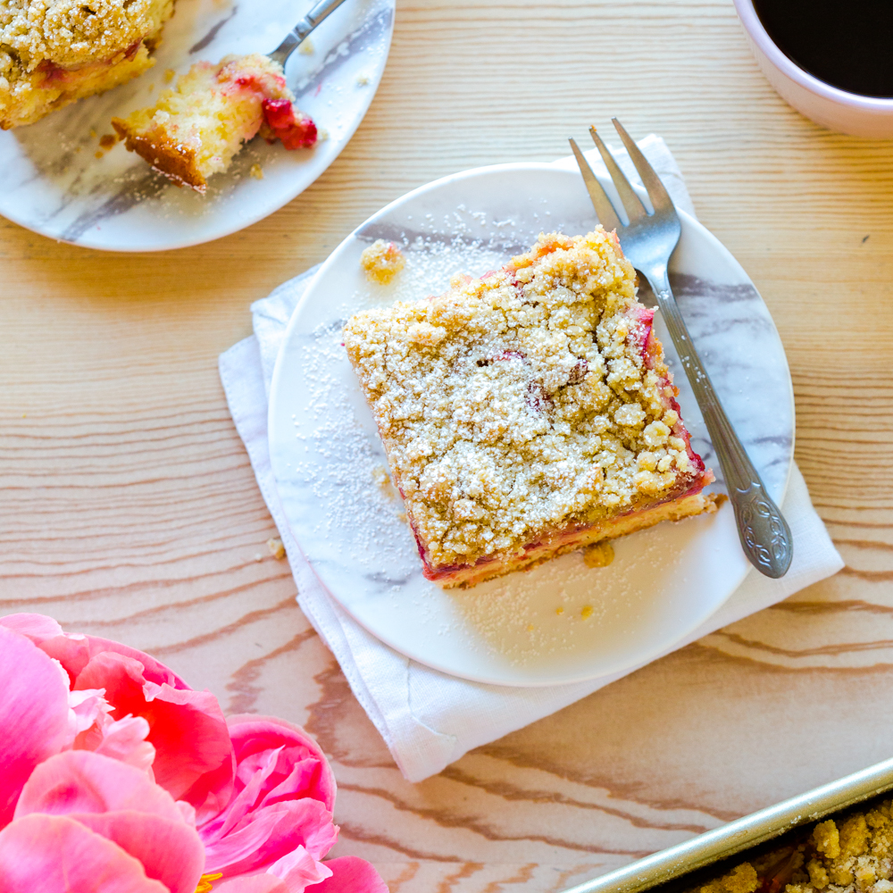 Strawberry Rhubarb Coffee Cake by Baking The Goods