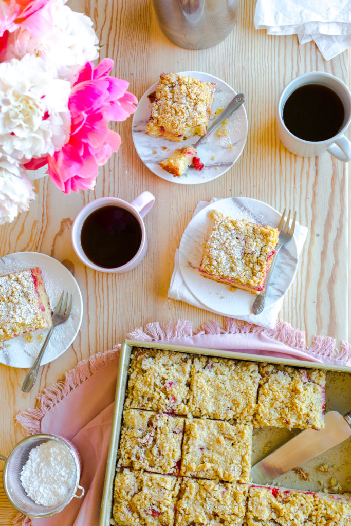 Strawberry Rhubarb Coffee Cake for breakfast