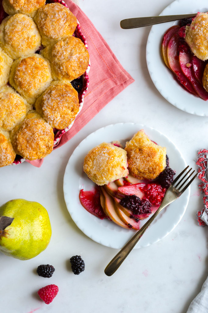 Serving Pear Berry Cobbler