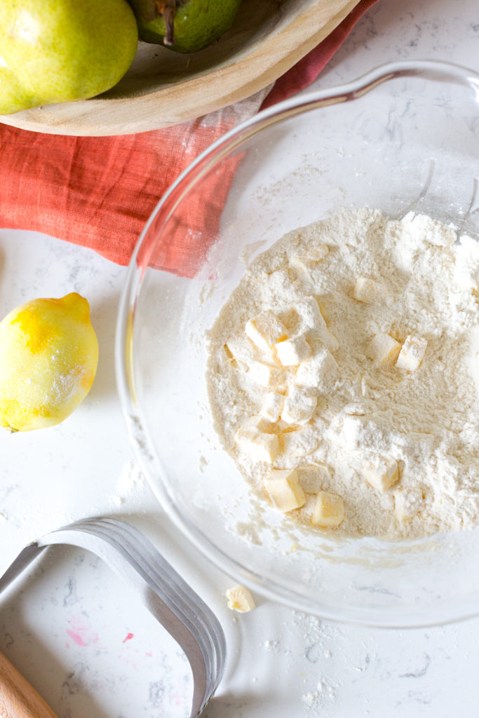 Pear Berry Cobbler dough mixing